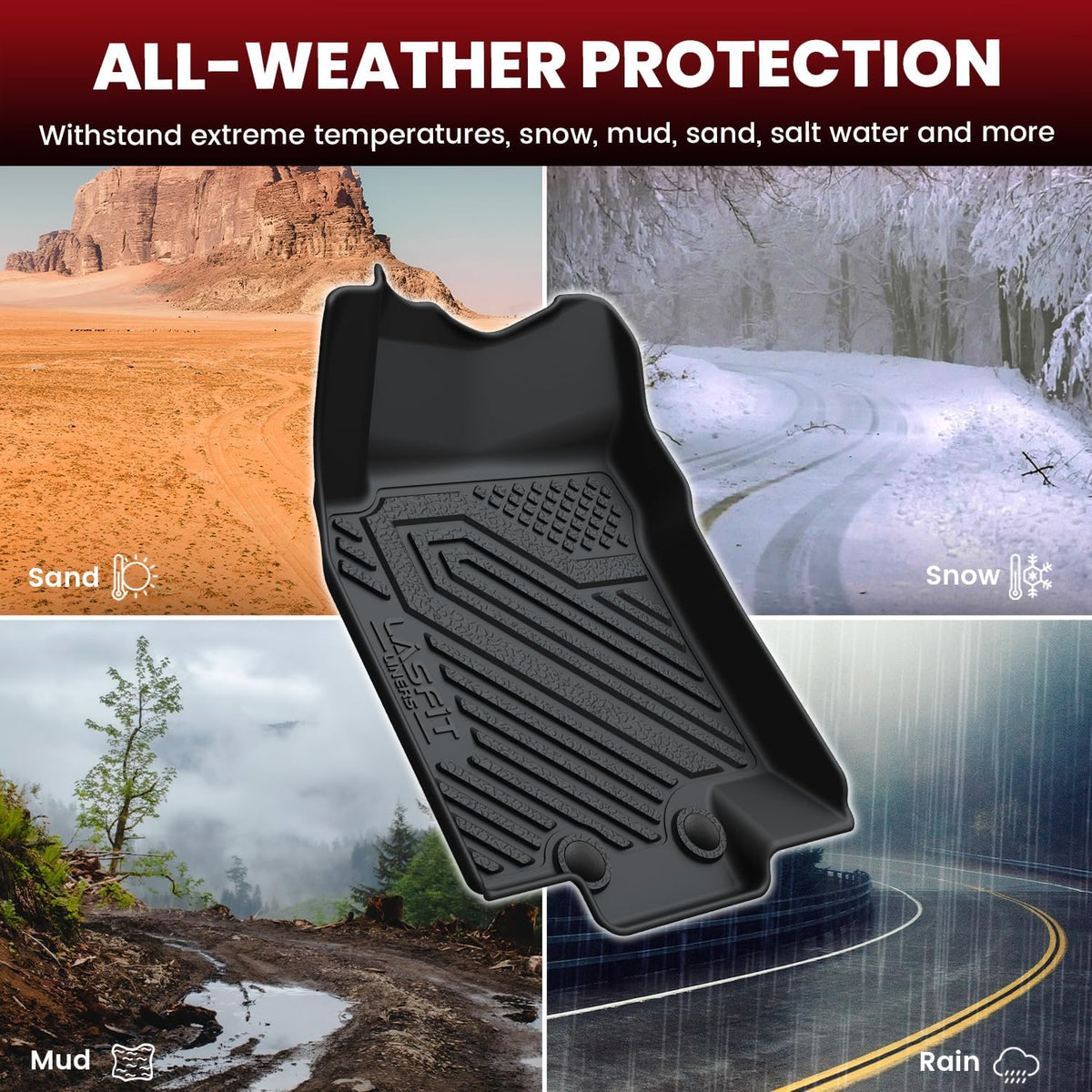 LASFIT Floor Mats Fits for Hyundai Sonata 2020-2026 (Only for FWD & Gas) & Kia K5 2021-2025 (Only for FWD) Custom Fit TPE All Weather Floor Liners Car Mats Accessories, Black
