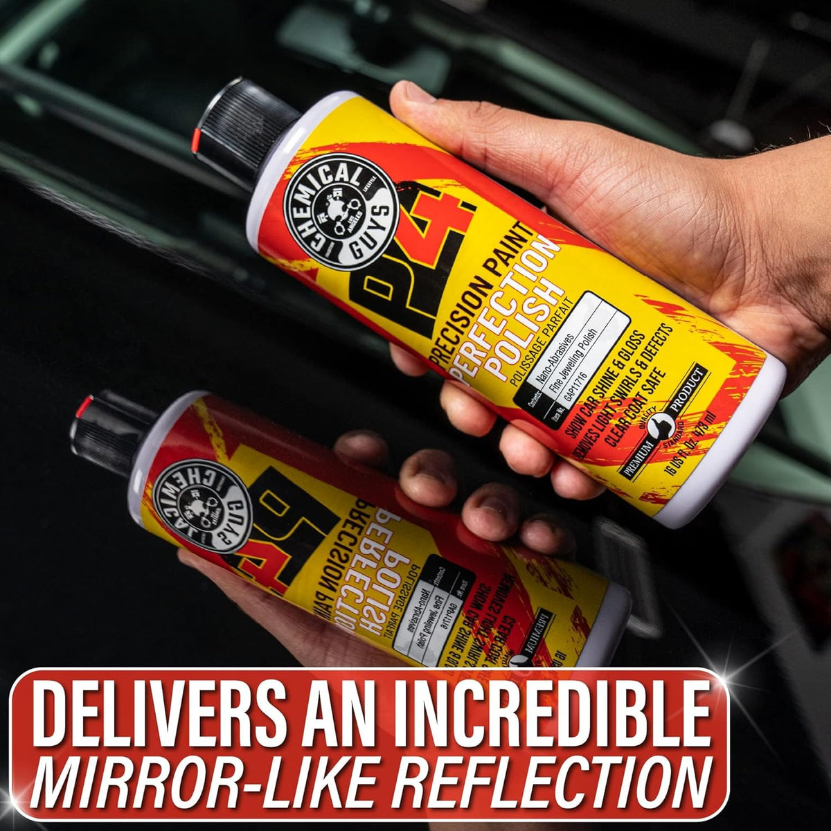 Chemical Guys C4 & P4 Clear Cut Correction Compound and Precision Paint Perfection Polish Combo - Removes Scratches, Swirls, Towel Marks, and Etching, Restores Gloss, Polishing Kit - 2 x 16 oz