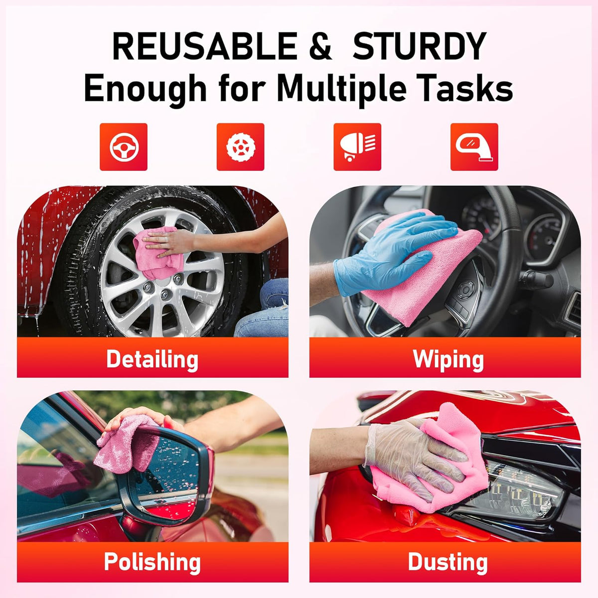 Microfiber Cleaning Cloth, 100 Pack Cleaning Rags Microfiber Towel Bulk Absorbent Lint-Free Wash Cloths, All-Purpose Shop Towels for Cars, Automotive, Garage, Home & Kitchen 11.5"*11.5"