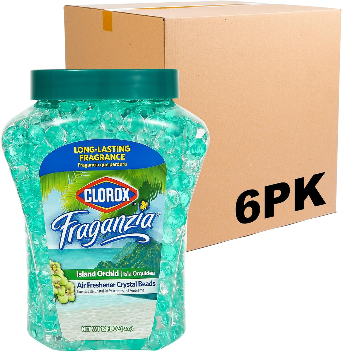 Clorox Fraganzia Crystal Beads Air Freshener, Long Lasting Room Deodorizer and Odor Eliminator Gel Beads to Freshen Home, Car, or Office, Fresh Ocean Breeze Scent, 12 Fl Oz