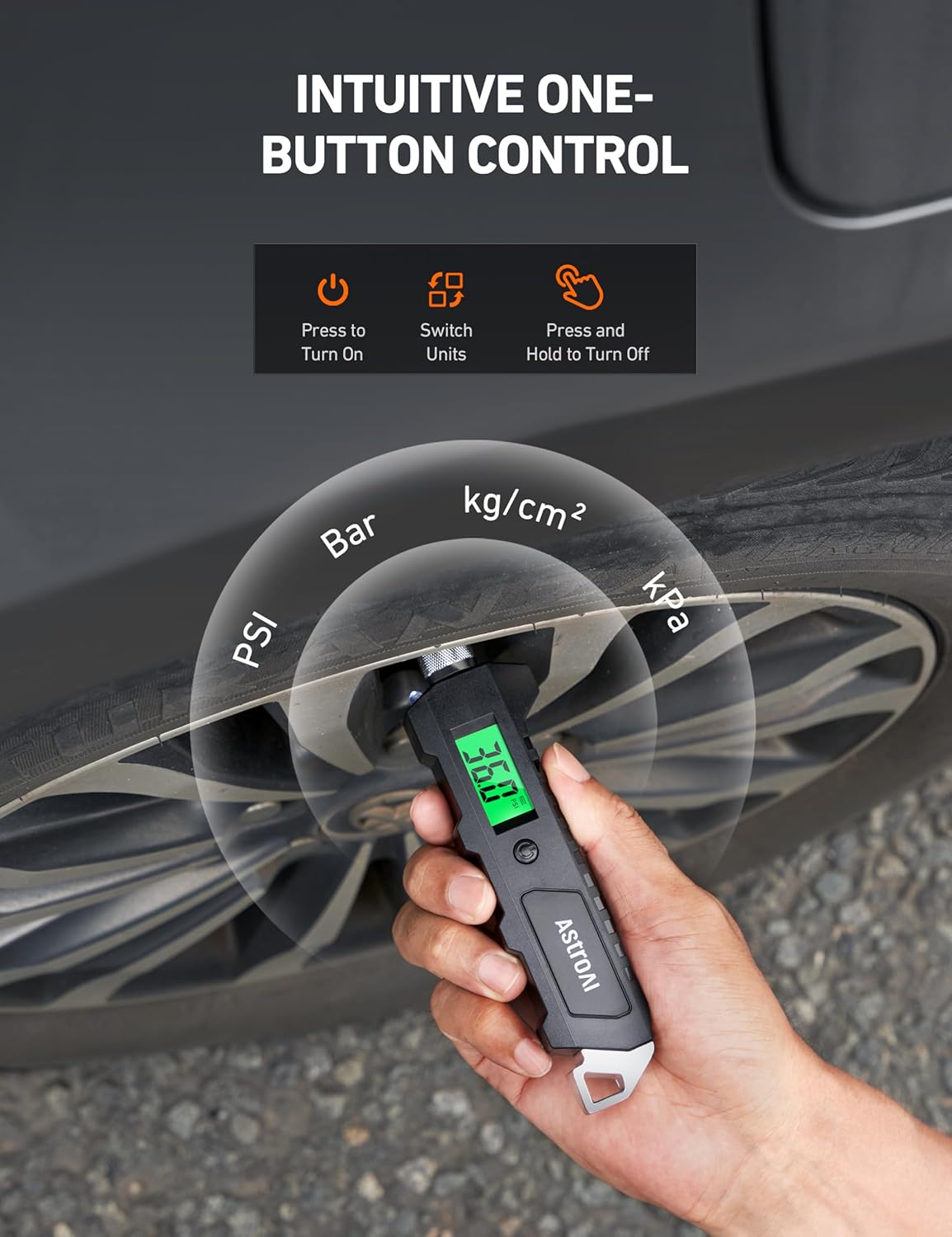 AstroAI Heavy Duty Digital Tire Pressure Gauge 0-230 PSI Calibrated to ANSI B40.7 Grade 2A (0.5%) with Backlit LCD & Flashlight, Stainless Steel for Truck RV Car Motorcycle Bike