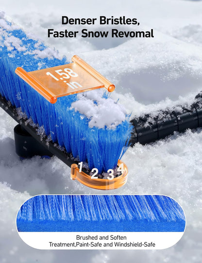 AstroAI 47.2" Ice Scrapers for Car Windshield and Extendable Snow Brush with Foam Grip and 360° Pivoting Brush Head for Auto Car Truck and SUV(Orange)