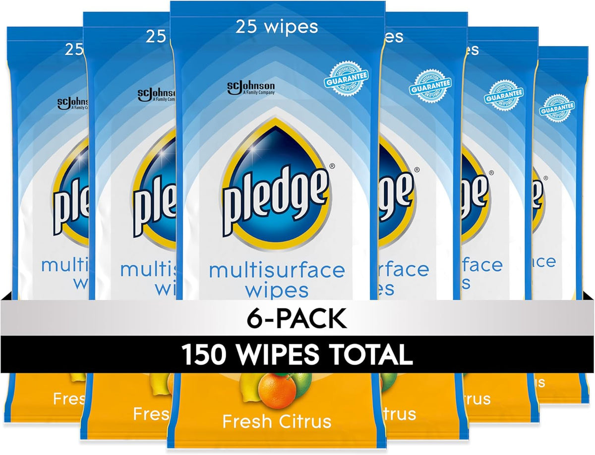 Pledge Multisurface Cleaning Wipes, pH Balanced, Fresh Citrus, 25 Count