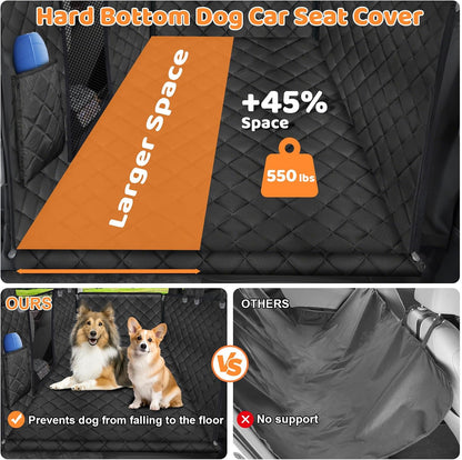 URPOWER 2026 Upgraded Back Seat Extender for Dogs - Large Hard Bottom Dog Car Seat Cover Holds 550lbs, Waterproof Dog Hammock Pet Bed with High-Density Foam Non-Slip Backseat Protector