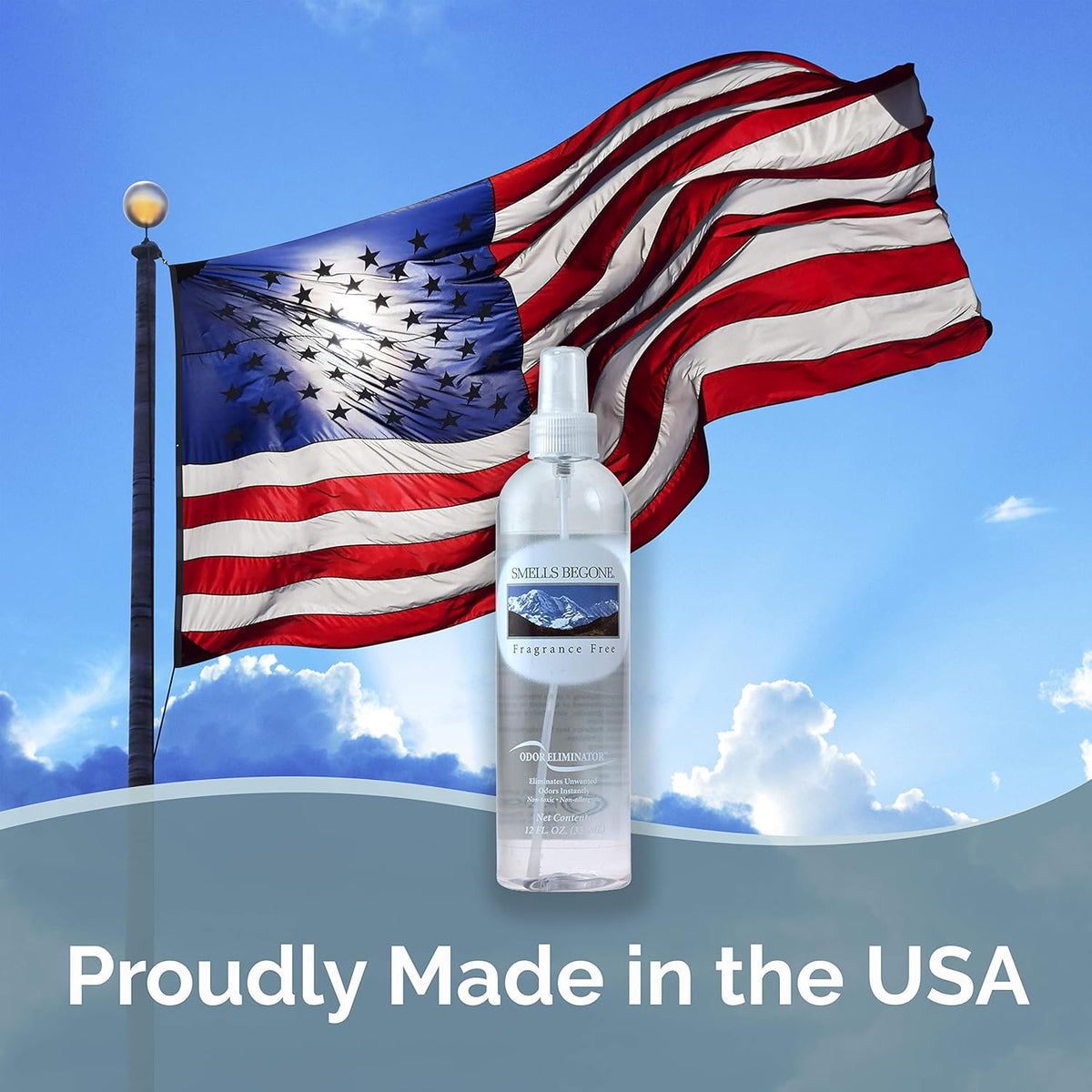 SMELLS BEGONE Air Freshener Spray - Odor Eliminator - Eliminates Odors from Smoke, Trash Cans, Pets, Cars and Boats - Fragrance Free - 12 Ounce