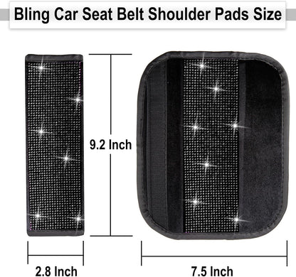 ecocstm 2 PCS Bling Car Seat Belt Shoulder Pads, Bling Seat Belt Covers with Bling Rhinestones, Car Accessories Seatbelt Strap Pad with Crystal Diamond for Car, Truck, SUV (White Diamond)
