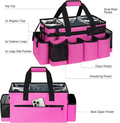 Cleaning Caddy Bag, Cleaning Supplies Organizer for Housekeepers, Housekeeping Caddy with Handle and Detachable Padded Cushion, Black