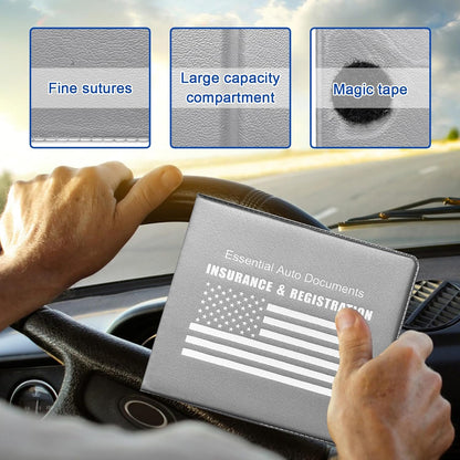 Ziciner Car Registration Insurance Holder, 2Pack Essential Auto Card Document Glove Box Organizer with Touch Fastener, Vehicle Interior Accessories Perfect for Most Car, Truck, SUV (Red/Small Car)