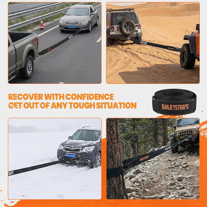 45,000 lb Recovery Tow Strap Kit with 3/4" Shackles（2pcs） - 4" x20' Heavy Duty Snatch Strap for Off-Road Truck & Jeep Recovery, Includes Storage Bag for SUV & 4x4 Vehicle Emergency