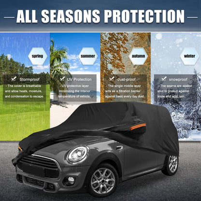 X AUTOHAUX Car Cover for Honda Civic Sedan/Coupe 210D-PU Outdoor Full Car Cover All Weather with Door Zipper for Waterproof Windproof Sun Rain Snow Protection