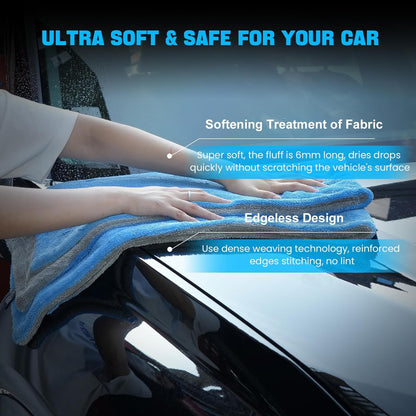 TTRCB 2 Pack Car Drying Towels (48" x 24"), Extra Large Microfiber Towels for Cars, 1400 GSM Ultra-Absorbent, Streak Free, Double Twisted-Loop Drying Towels Car Detailing for SUV, RV, Trucks