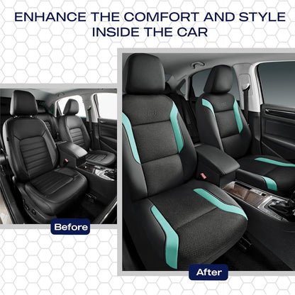 Skechers Memory Foam Seat Covers, Air Cool Mesh Thick Car Seat Covers, Car Seat Covers Front Seats Airbag Compatible, Universal Automotive Comfort for Most Cars, Vans, Trucks, SUV,Black