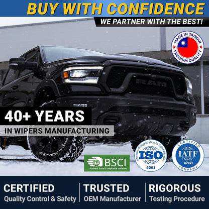 Premium Silicone Carbon Fiber Windshield Wiper Blades 22" & 20" - Patented All-Season, Quiet & Smooth Streak-Free Clean Wipe, OEM Quality, Front Automotive Replacement Wipers for Car & Truck (2 Pack)