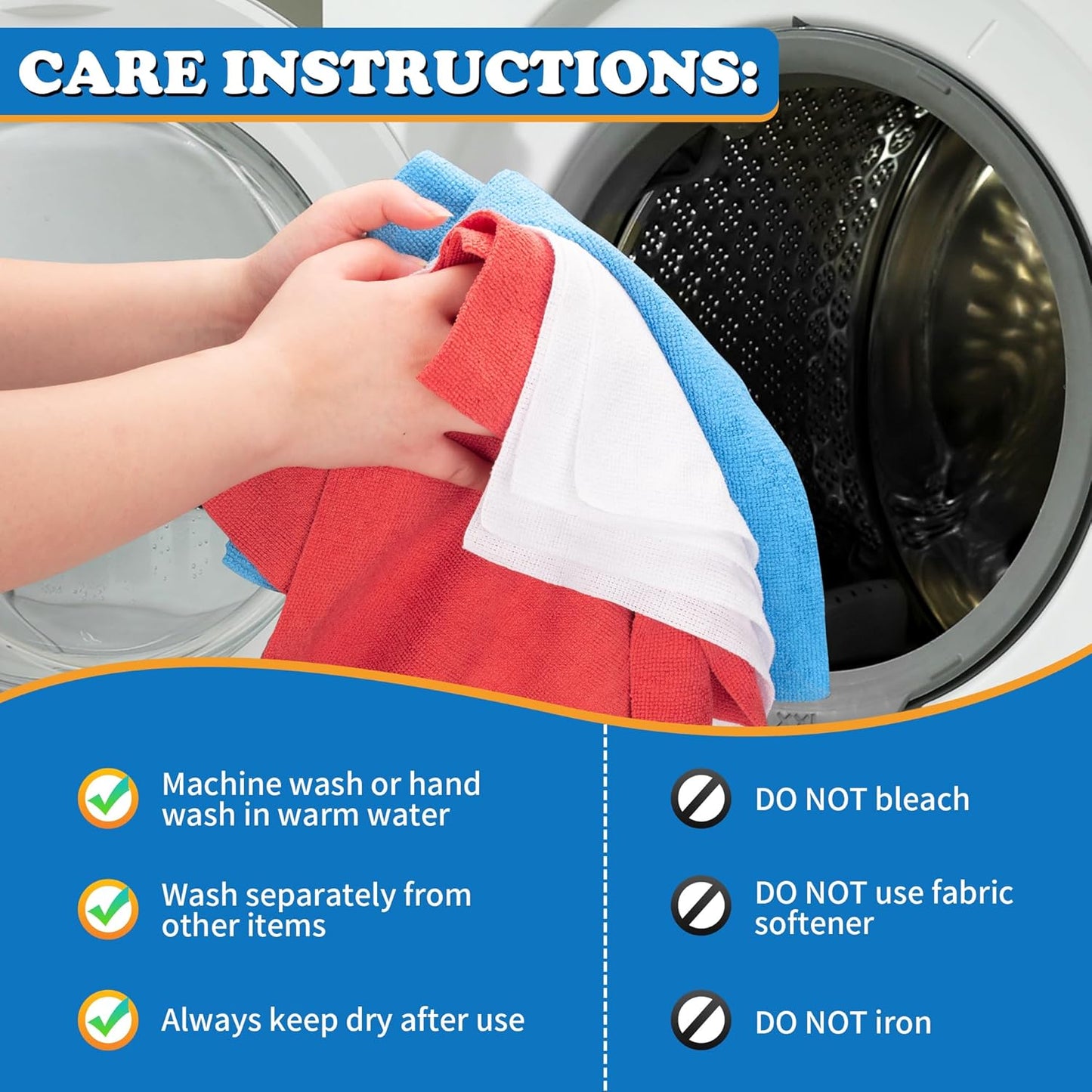 FIXSMITH Microfiber Cleaning Cloth - Pack of 50, Microfiber Towels for Cars 16 x 12 in, Highly Absorbent Cleaning Rags, Lint-Free, Streak-Free Cleaning Cloths for Car Kitchen Home Office