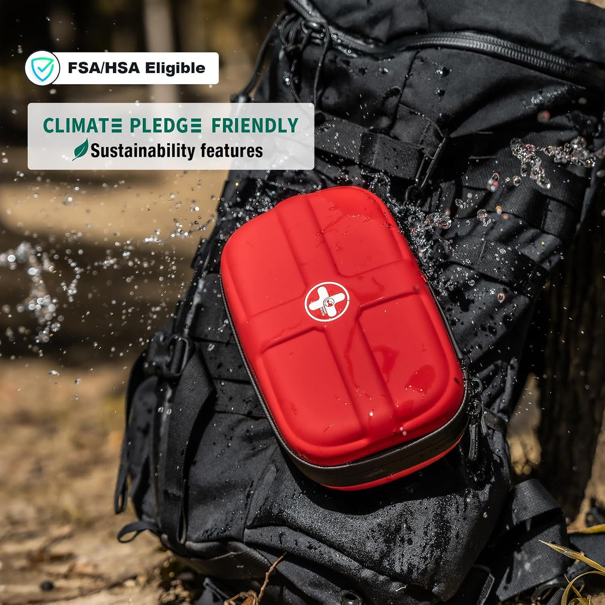 RHINO RESCUE EVA First Aid Kit, Small Waterproof Emergency Hiking First Aid Kit for Backpacking, Medical Kit for Travel, Home, Car, College Dorm Room, Camping, Boat, Back to School (Red)