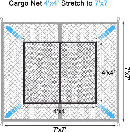 BAILALIBO Cargo Net Stretchable, Adjustable Elastic Trunk Mesh Nets with Metal Hook Universal for SUV, Jeep, Trucks, Car Exterior Accessories for Secure Storage (35.4x15.8 inch)