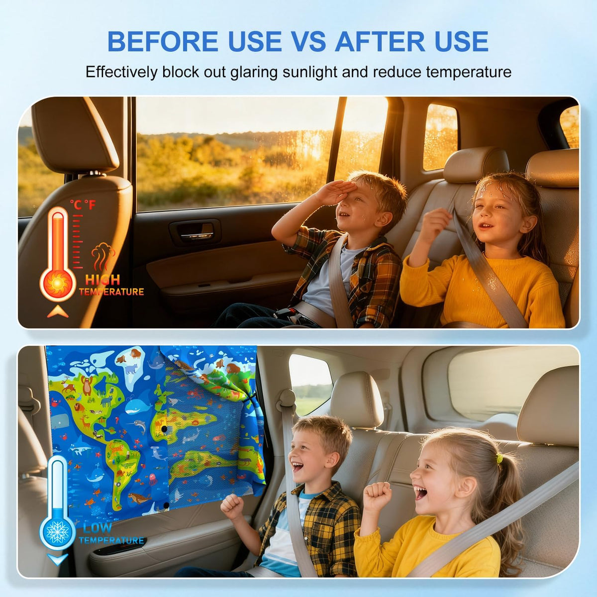 Car Window Shades, [Upgraded] 8 Strong Magnets Magnetic Side Window Sun Shade [2 Pack] - Dual Layer UV Ray Protection Car Sunshade for Baby, Kids & Pets - Universal Fit for SUV, Sedan & Trucks