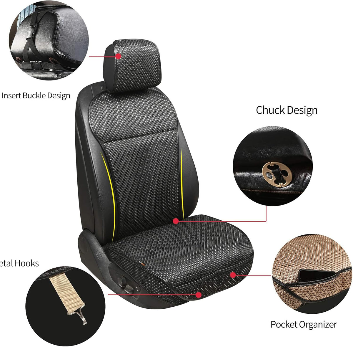 Auto Newer Luxury Breathable Car Seat Cover Fit Four Seasons, Universal Front of Car Seat Cushions, Bottom Seat Covers of Full Wrapped Edge,Universal Fit for 95% Cars,SUV,Pickup(Beige，2PCS)