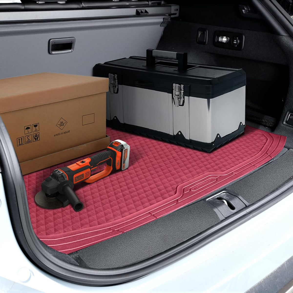 CAR PASS Heavy Duty Rubber Car Mats, Deep Dish All-Weather Floor Mat for Car Full Set Durable Anti-Slip 3D Rhombus Waterproof Trim to Fit Liner Universal Fit Automotive,Sedan,SUV,Truck, 3 Piece Black