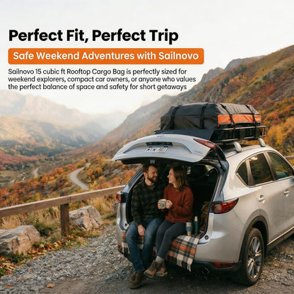 Sailnovo Car Rooftop Cargo Carrier 21 Cubic Feet, Waterproof 1000D PVC Car Roof Bag with Anti-Slip Mat, Combination Lock, Storage Bag, Door Hooks & Tie-Down Strap fit Vehicle with/Without Luggage Rack