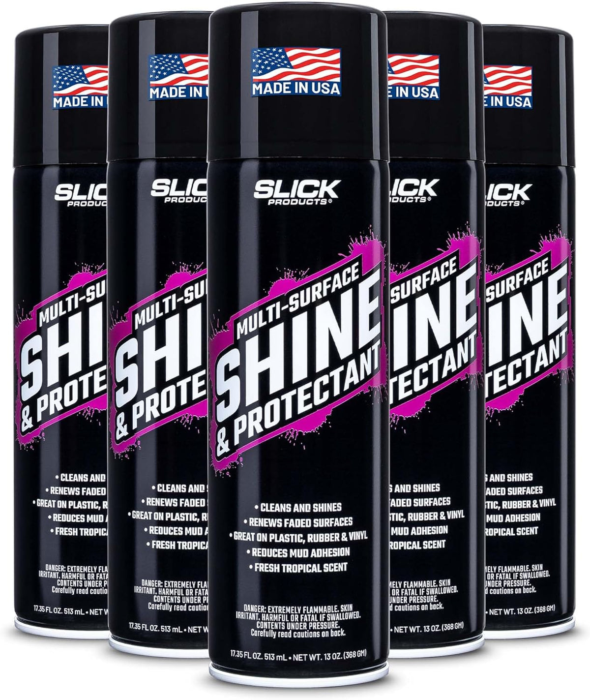 Slick Products Shine & Protectant Spray 17.35 FL OZ. - High Gloss Clear Coating Renew Vinyl, Plastic, Rubber, Trim, Tire, Car, Truck, Motorcycle, Dirt Bike (3-Pack)