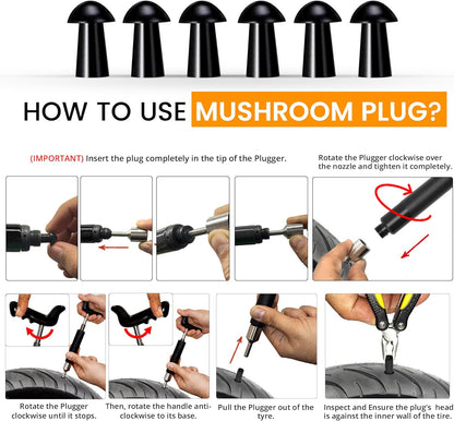 GRAND PITSTOP 20 Pcs Tubeless Tire Puncture Repair Kit with Mushroom Plug for Tyre Punctures and Flats on Cars, Motorcycles, ATV, Trucks & Tractors (15 Mushroom Plugs)