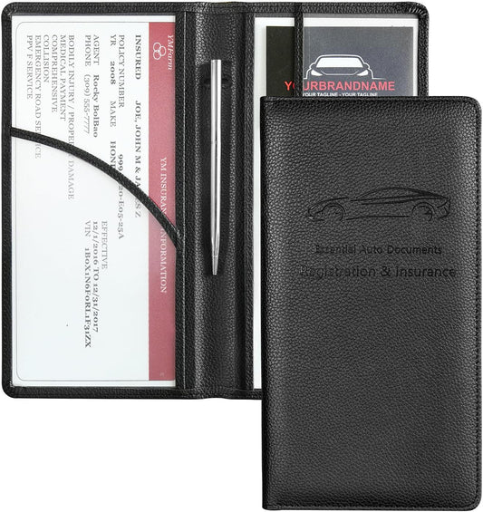 Yarnic Car Registration and Insurance Holder, Pu Leather Car Registration and Insurance Card Holder Car Document Holder for Cards, Essential Document, Driver License (Pink)