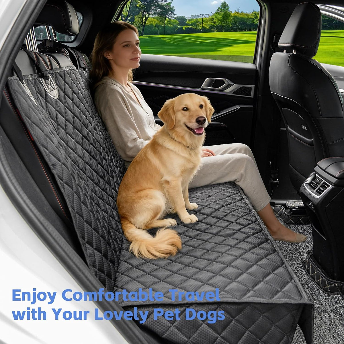 JSTHT Dog Seat Cover, 100% Waterproof Bench Seat Cover Protector Scratch Proof Nonslip Durable Soft Pet Back Seat Covers for Cars Trucks & SUV