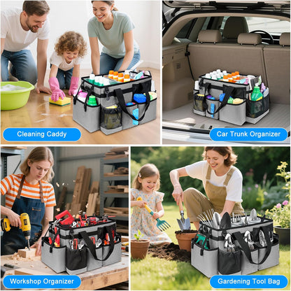 Cleaning Caddy Bag, Cleaning Supplies Organizer for Housekeepers, Housekeeping Caddy with Handle and Detachable Padded Cushion, Black
