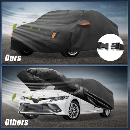 X AUTOHAUX Car Cover for Honda Civic Sedan/Coupe 210D-PU Outdoor Full Car Cover All Weather with Door Zipper for Waterproof Windproof Sun Rain Snow Protection