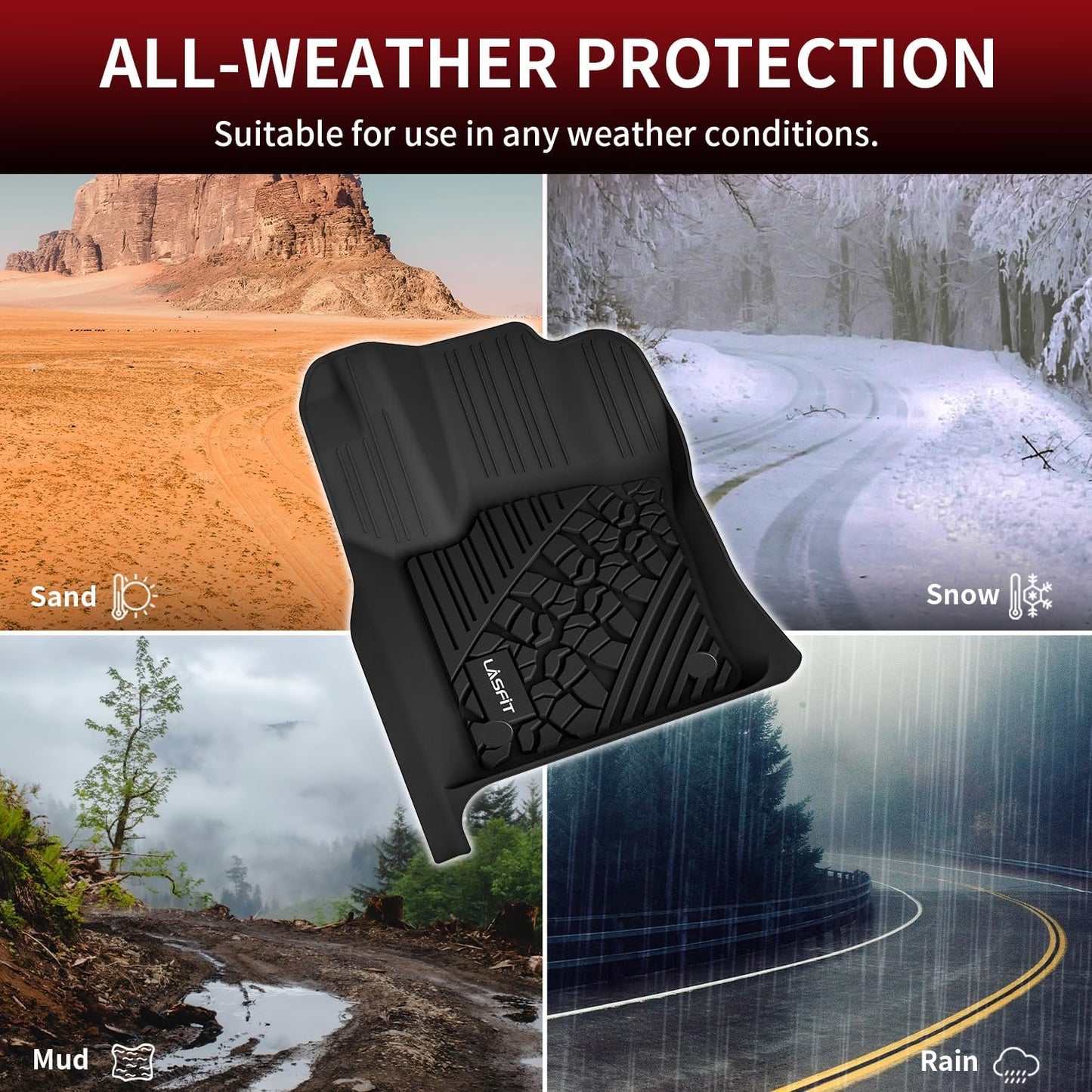 LASFIT Floor Mats for Jeep Grand Cherokee WL 2022-2025 2026 5-Seat (Include 4xe, NOT for L), All Weather TPE Custom Fit Car Mats Floor Liners Cargo Liner Cargo Mat Trunk Mat Black