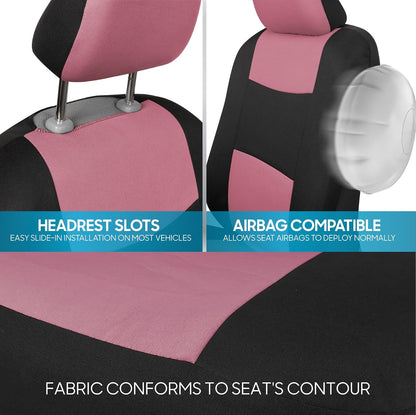 BDK PolyPro Car Seat Covers Full Set in Charcoal on Black – Front and Rear Split Bench for Cars, Easy to Install Cover Set, Accessories Auto Trucks Van SUV