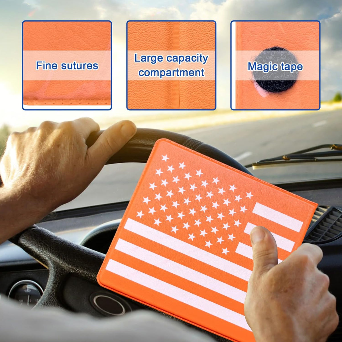 Ziciner Car Registration Insurance Holder, 2Pack Essential Auto Card Document Glove Box Organizer with Touch Fastener, Vehicle Interior Accessories Perfect for Most Car, Truck, SUV (Red/Small Car)
