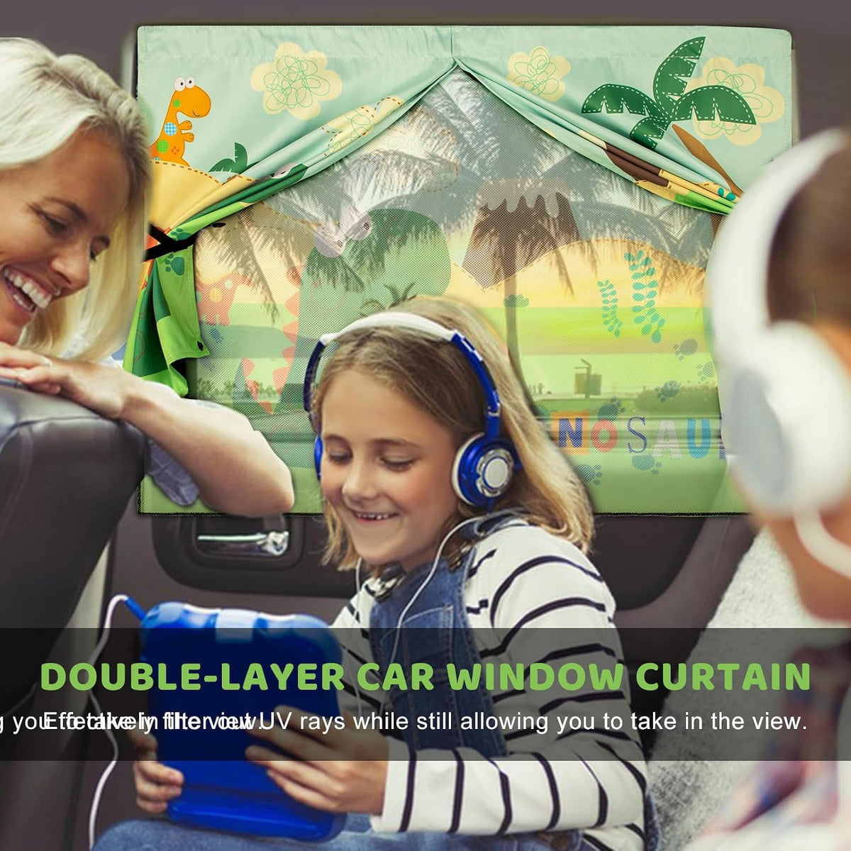 Car Window Shades, 2 PCS Magnetic Double Layer Auto Sun Shade for Side Windows Privacy Full Covers/Half Shade Options Back Car Window Curtains for Baby Protection