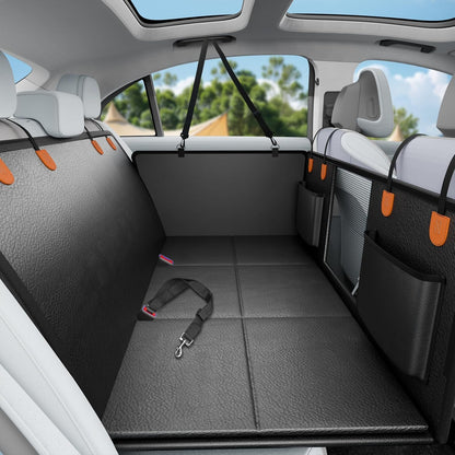 Dog Car Seat Cover for Back Seat with Hard Bottom,Waterproof Back Seat Extender for Dogs,Dog Hammock Dogs Bed for Cars, SUVs,Pet Seat Cover for Back Seat Holds 400lbs with Mesh Window & Pocket
