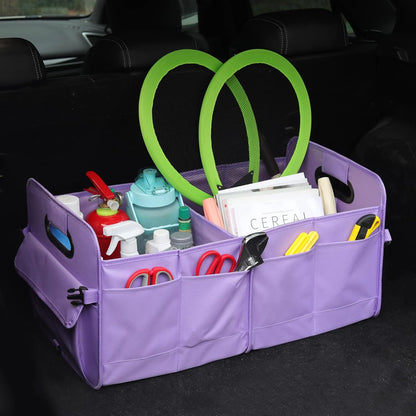 AOKJOY Car Trunk Organizer Car Storage Organizer Collapsible Multi Compartment Car Organizer Adjustable Straps for SUV(Beige)