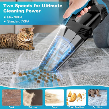 Blestan Handheld Vacuum Cordless Portable Car Vacuum with LED Light, High Power Suction, 3 in 1, Lightweight Rechargeable Hand Vacuum, Hand Held Vacuum Cleaner for Car Home Office, Pet Hair, Black