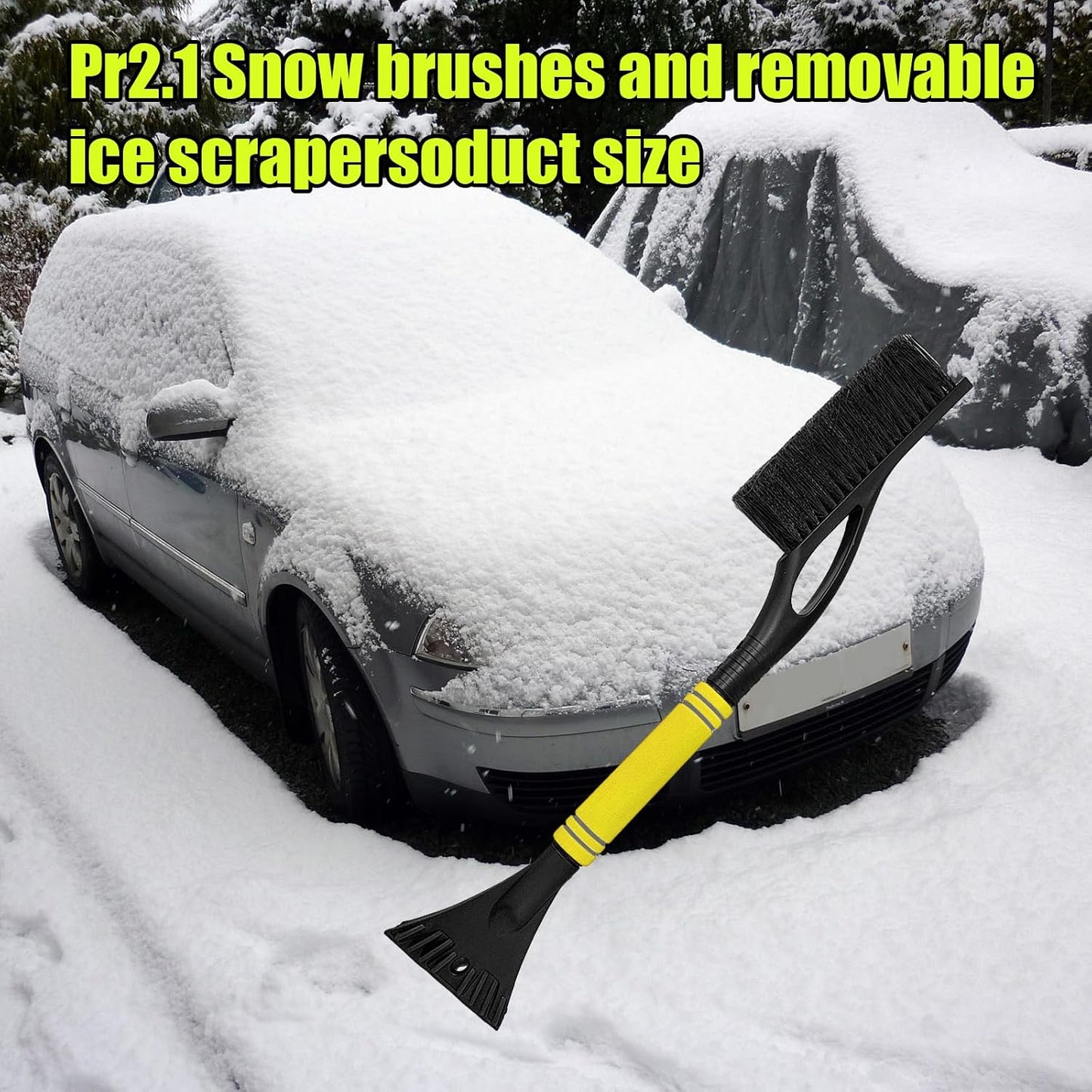 Dickno 24 Inch Car Snow Scraper and Brush, Detachable Scratch Free Ice Scraper with Ergonomic Foam Grip, Universal Winter Snow Removal Tool for Car Windshield Window (Black)