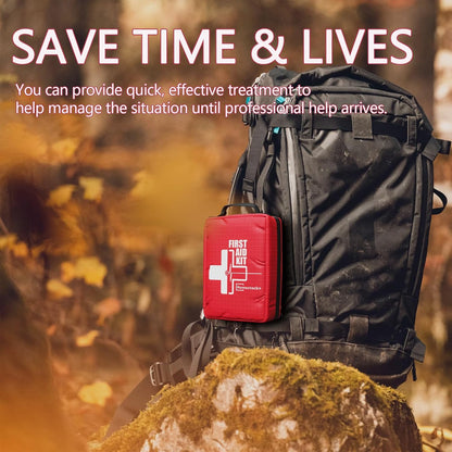 First Aid Kit, Professional Trauma First Aid Kit with Labelled Compartments Molle System for Car, Hiking, Backpacking, Camping, Traveling, and Cycling
