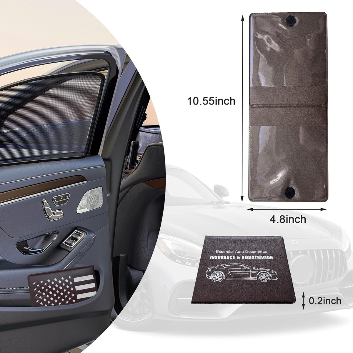 Ziciner Car Registration Insurance Holder, 2Pack Essential Auto Card Document Glove Box Organizer with Touch Fastener, Vehicle Interior Accessories Perfect for Most Car, Truck, SUV (Red/Small Car)