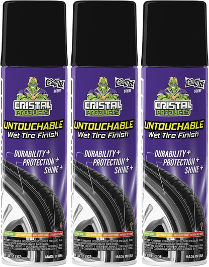 Cristal Products Untouchable Tire Shine Spray – Long-Lasting Wet Tire Finish for Deep Gloss & Protection – Waterproof Tire Shine, Easy Application, Premium Tire Cleaner Shine