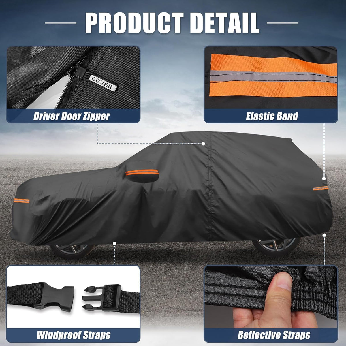 X AUTOHAUX Car Cover for Honda Civic Sedan/Coupe 210D-PU Outdoor Full Car Cover All Weather with Door Zipper for Waterproof Windproof Sun Rain Snow Protection