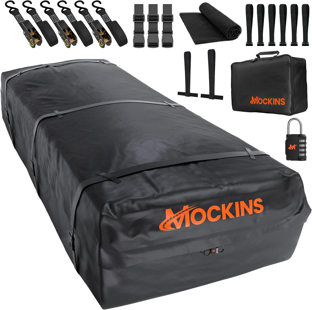 Mockins 35 Cu Ft XL All-Weather Car Rooftop Cargo Carrier Bag 80"x40"x19" | Vehicle Soft-Shell Carriers for Vehicles With or Without Roof Racks | Secure Luggage Bag for Car Roof Storage & Accessories