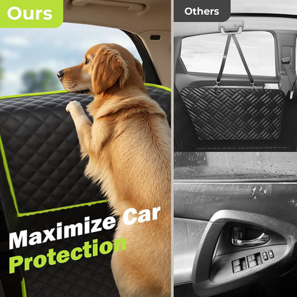 Dog Car Seat Cover for Back Seat, Waterproof Leather Fabric Back Seat Extender for dogs 52.4 * 24.4in, Foldable in The Car, Hard PVC Panels Bottom Support to 330 lbs, for Cars/Mid-Size SUV/Small Truck