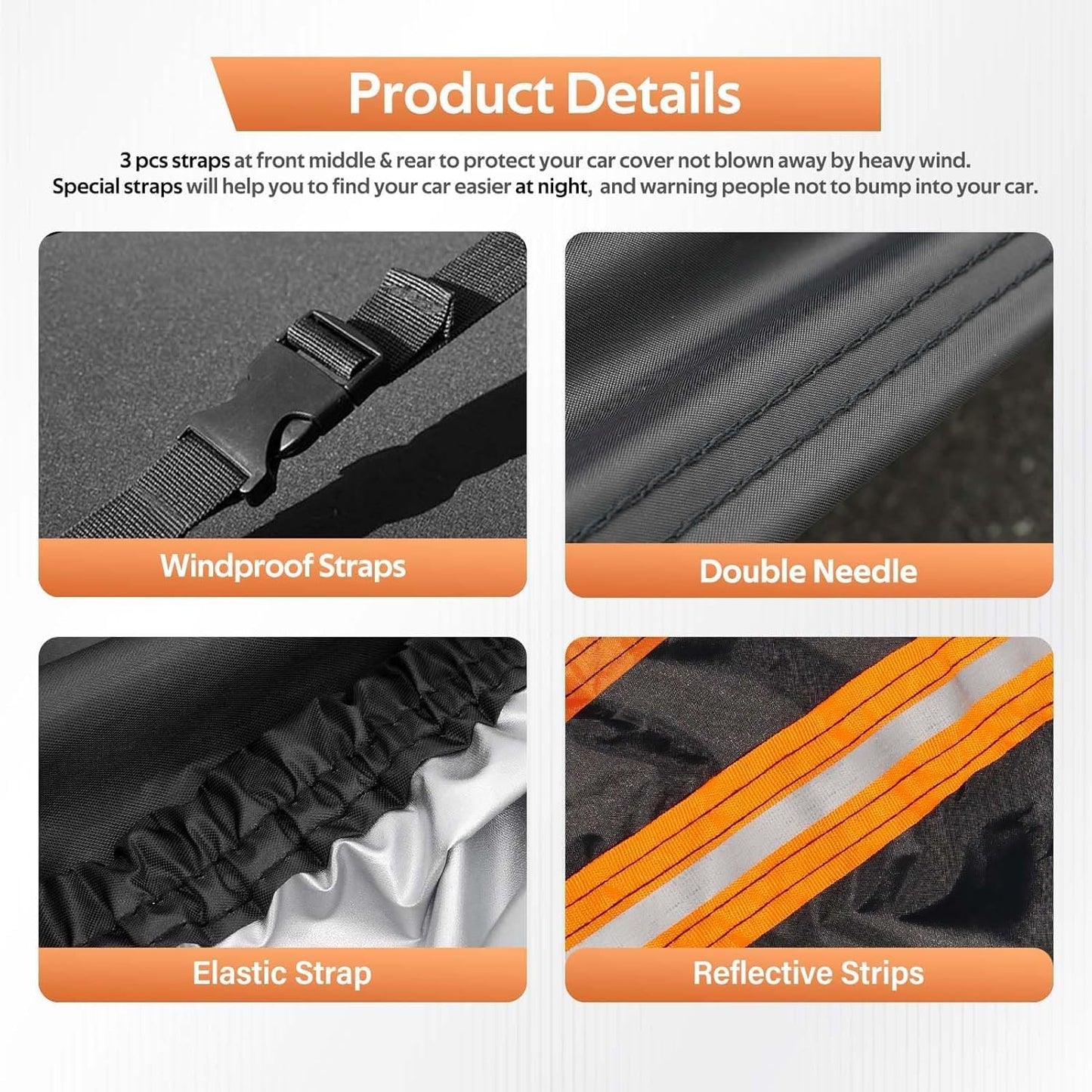 GUNHYI Car Cover for Automobiles All Weather Waterproof, Universal Fit Sedan Ford Mustang, Chevy Camaro/Malibu, Kia Optima, Hyundai Sonata, Nissan Altima, Volkswagen Passat, Tesla Model 3 etc.