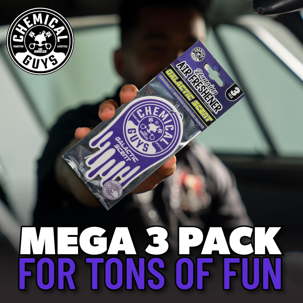 Chemical Guys New Car Scent Air Freshener and Odor Eliminator, 16 fl oz with 3 Pack of Hanging Air Fresheners (Great for Cars, Trucks, SUVs, RVs, Home, Office, Dorm Room & More) - HOL459