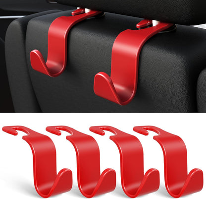 Amooca 4-Pack Car Headrest Hooks Vehicle Storage Organizer for Purses Handbags Groceries Backpack Coats –Holds 55lbs 360° Rotating Black
