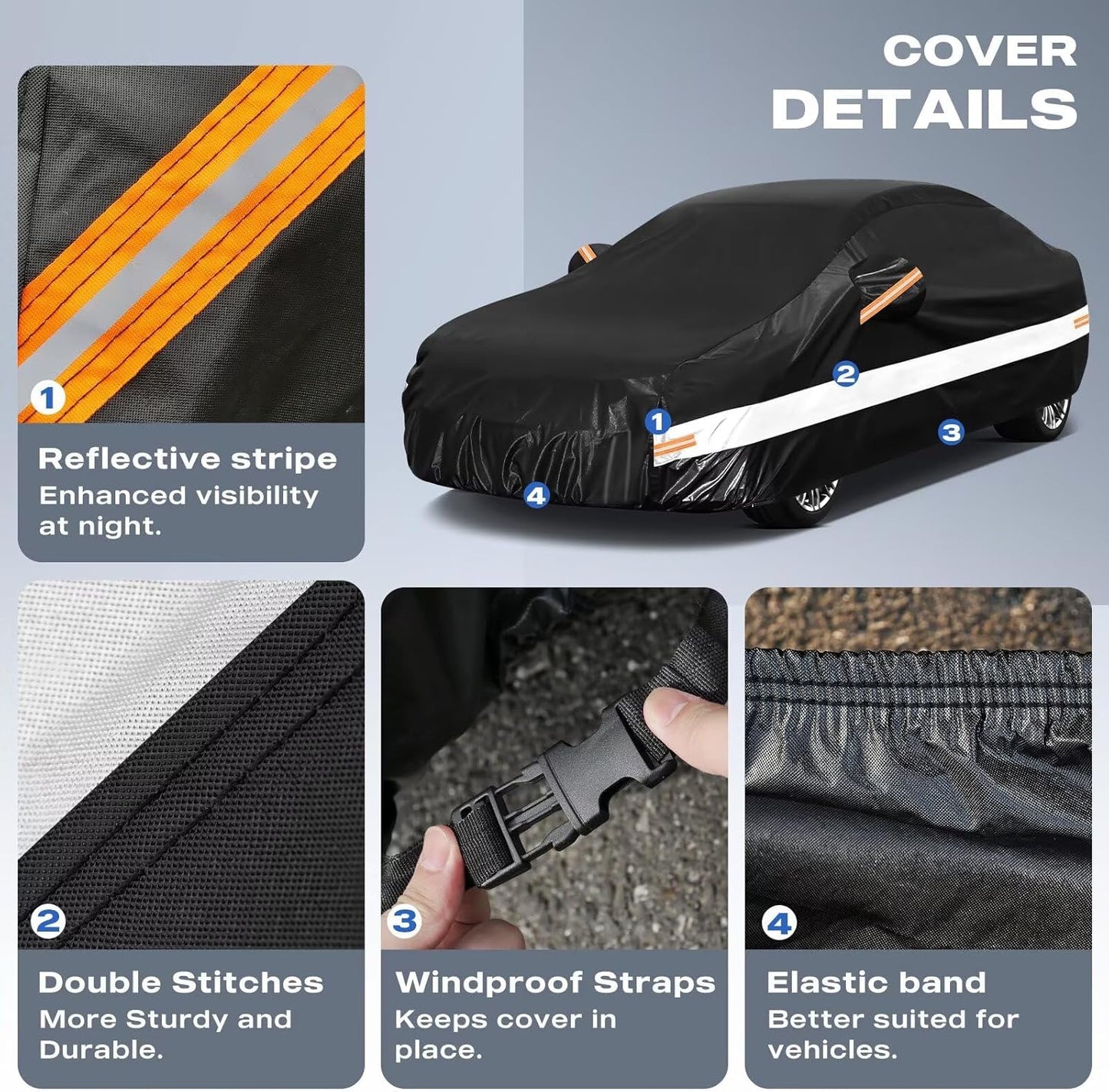 10 Layers Car Cover Custom Fit for Mercedes Benz C Class C250 C300 C43 C63 (1993-2026), Waterproof All Weather for Automobiles, Outdoor Full Cover Sun Dust Rain Protection with Cotton. Black - Colors A