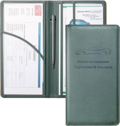 Yarnic Car Registration and Insurance Holder, Pu Leather Car Registration and Insurance Card Holder Car Document Holder for Cards, Essential Document, Driver License (Pink)