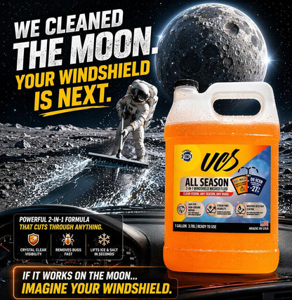 UCS 2-in-1 Windshield Washer Fluid 2-Pack (1 Gallon Each, 256 fl oz Total) – Ready to Use, Streak-Free Formula, All-Weather Cleaning, Removes Bugs, Dirt & Road Grime – Premium Windshield Cleaner